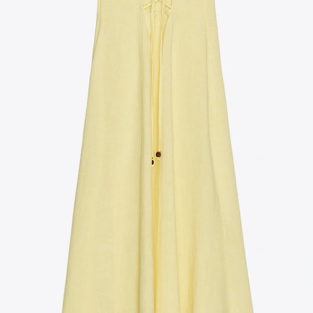 Zara Strapless Yellow Dress with Ruffle Detail - Picture 3 of 4